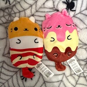 Cat Pickles Ice Cream Plush Set - Yellow, Pink, Red, Brown